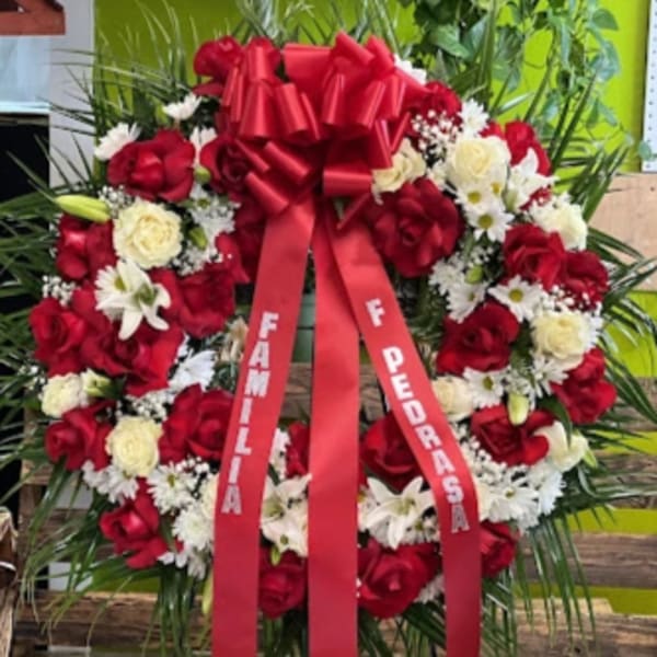 Red and White Sympathy wreath
