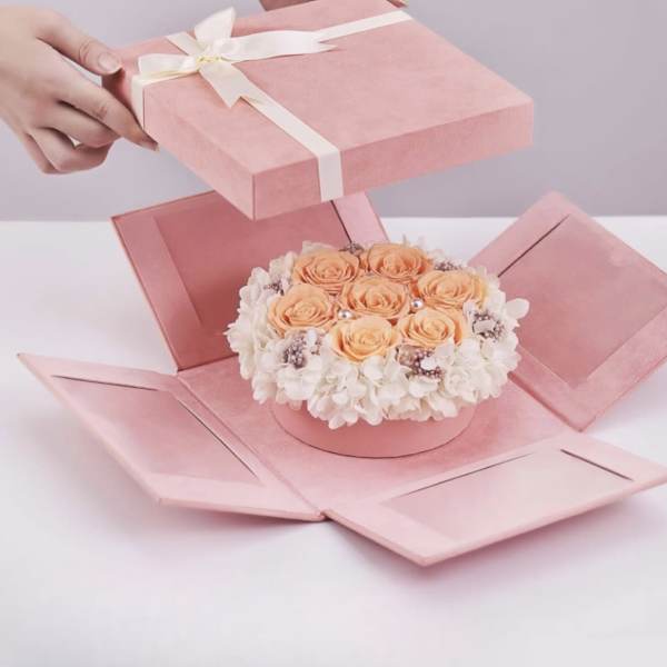 Peach everlasting rose box