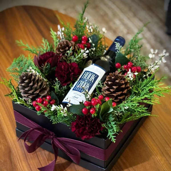 Holiday Wine Box Floral Arrangement – Limited Edition