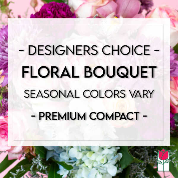 Designer’s choice floral bouquet with mixed pink and white blooms