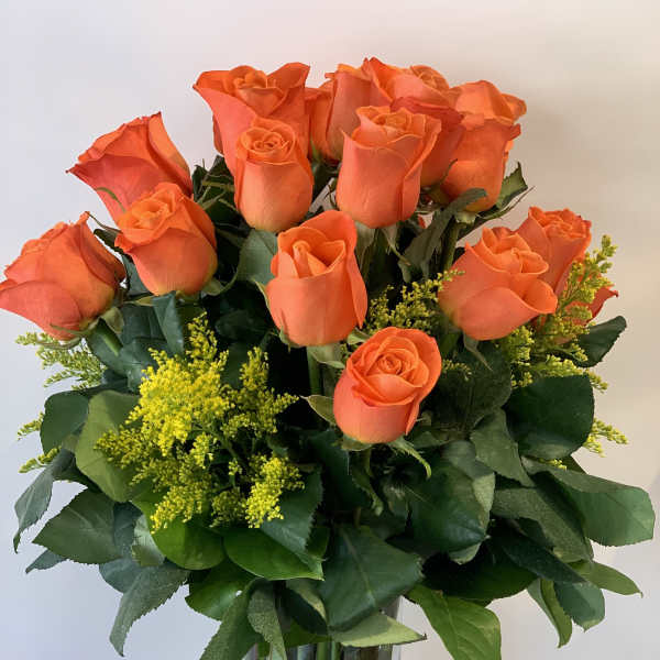 Solar Flare | Dozen Long Stem Orange Roses | Professional Orange Rose Delivery in San Francisco