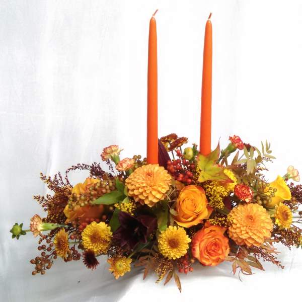 Thanksgiving Table Center Piece with two candles (F-213)