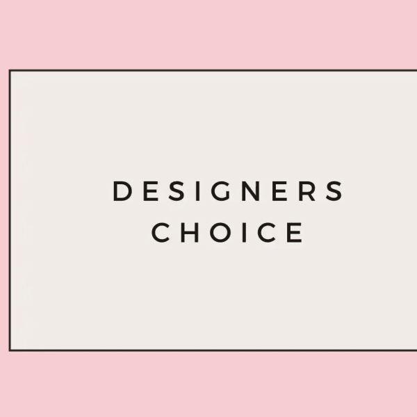 Pink card with the words Designers Choice