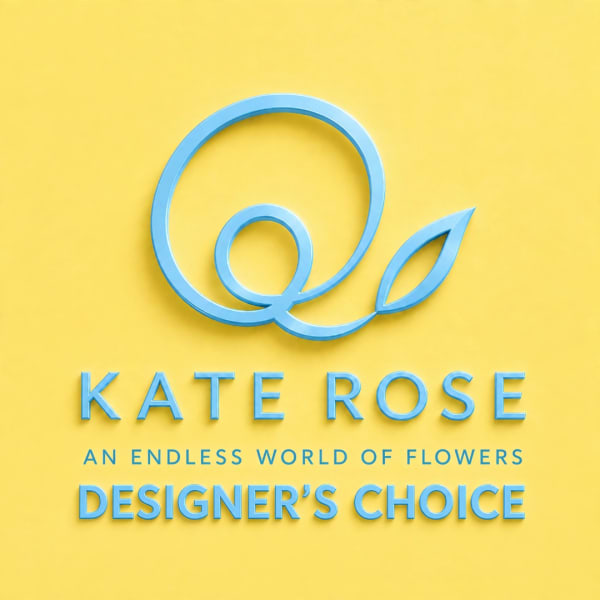 Blue Kate Rose logo and Designer's Choice text on a yellow background
