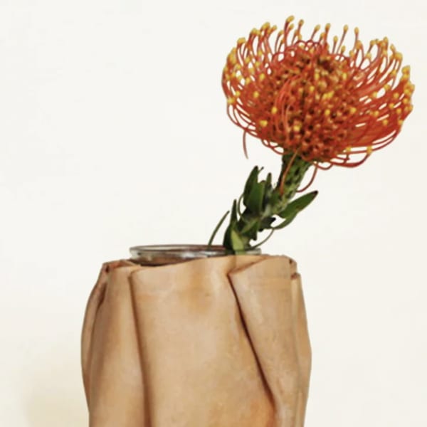 Mini Sculpted Leather Flower Vase