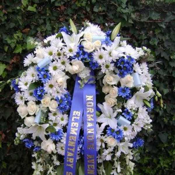 Blue and White Wreath