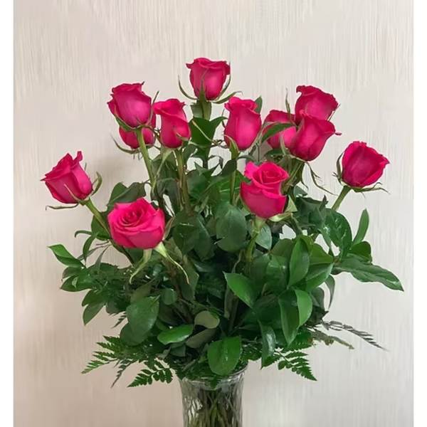 Long Stemmed Hot Pink Roses