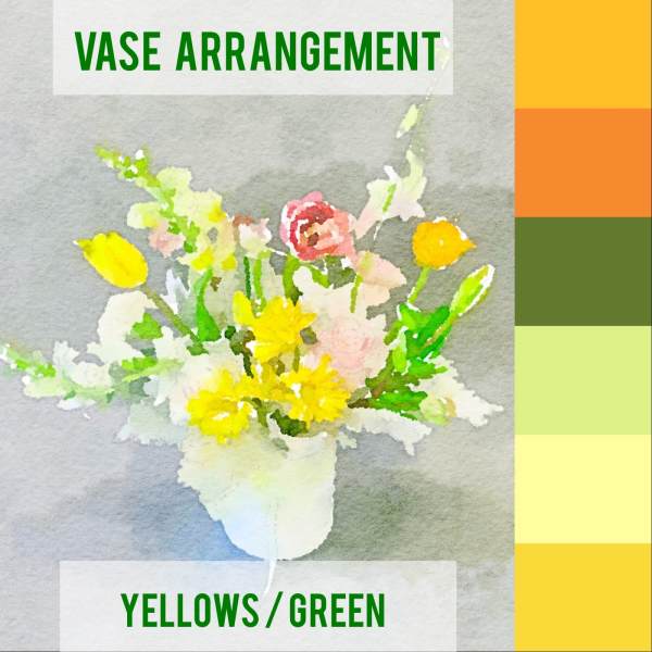 VASE ARRANGEMENT - YELLOWS/GREEN