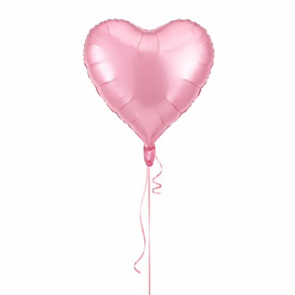 Pink heart-shaped balloon with a curling ribbon
