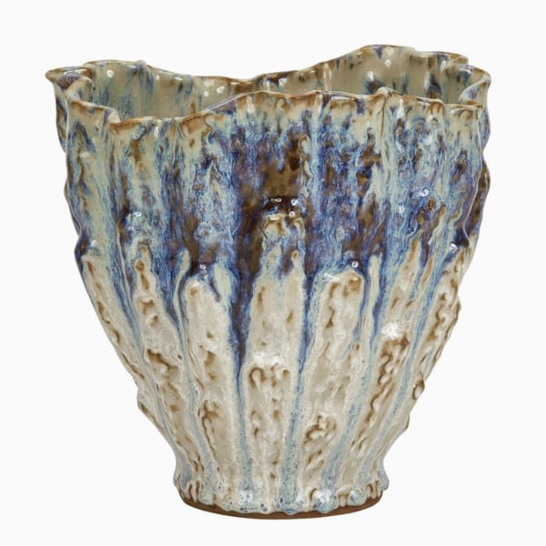 Oyster White & Indigo Blue Vase