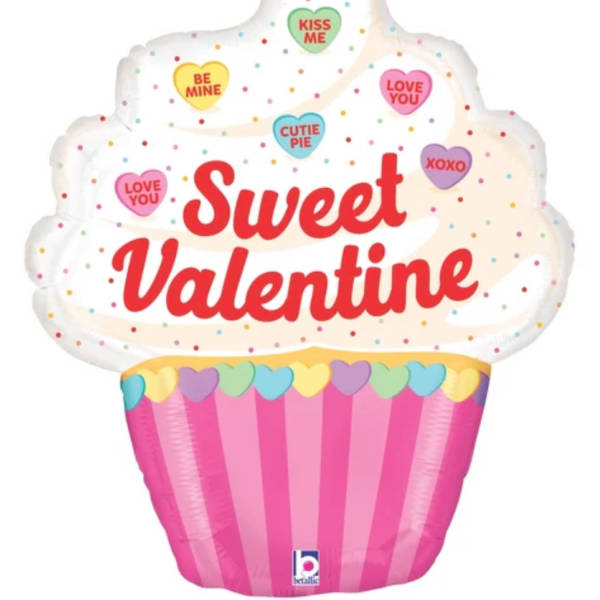 Sweet Valentine - Conversation Hearts Cupcake - Balloon