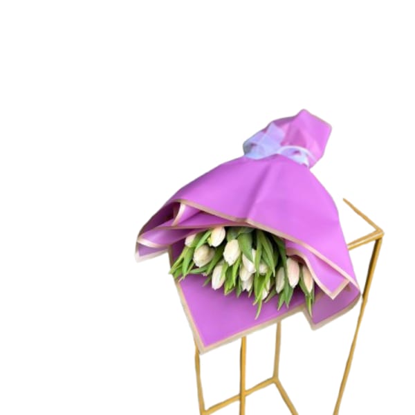 White #20 tulips bouquet Lavender