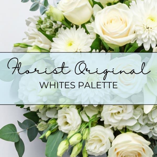 White floral bouquet with roses and daisies