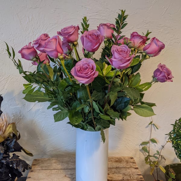 Lavender Roses in a Vase