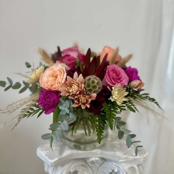 Peachy Burgundy Perfection by Westford Florist Art by Veny