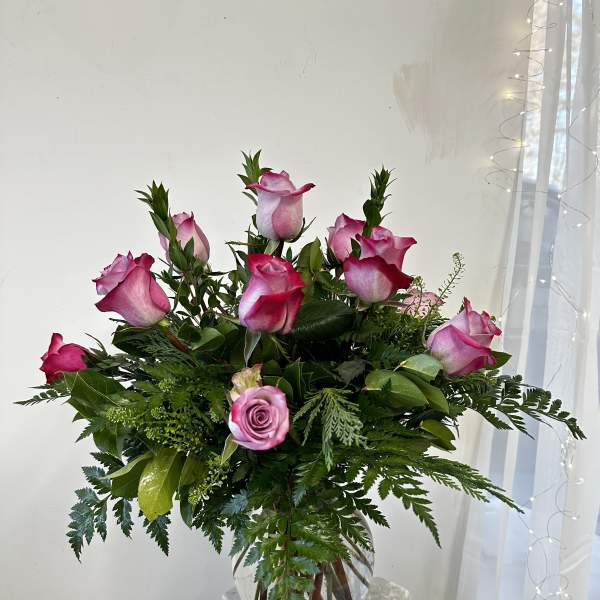 One Dozen Lavender Roses by Westford Florist Floral Art by Veny