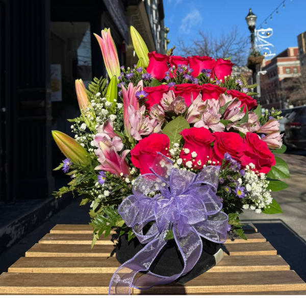 Hot Pink Cascading Flower Arrangement