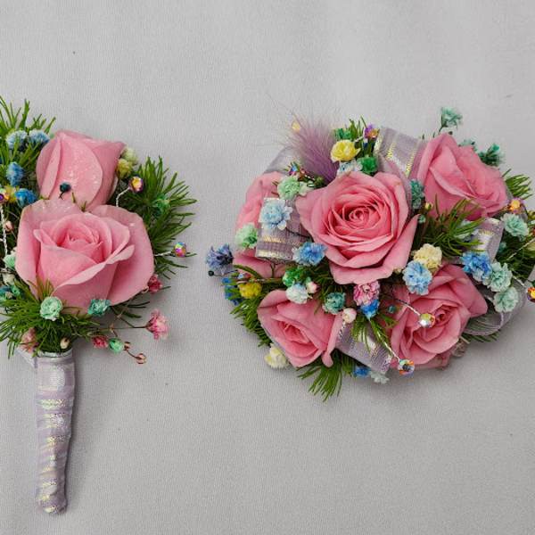 Candyland Boutonniere and Wristlet Set
