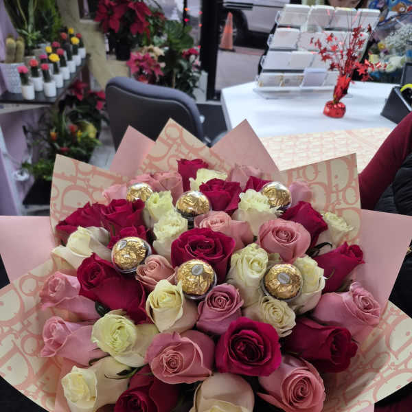 40 mixed roses and chocolates