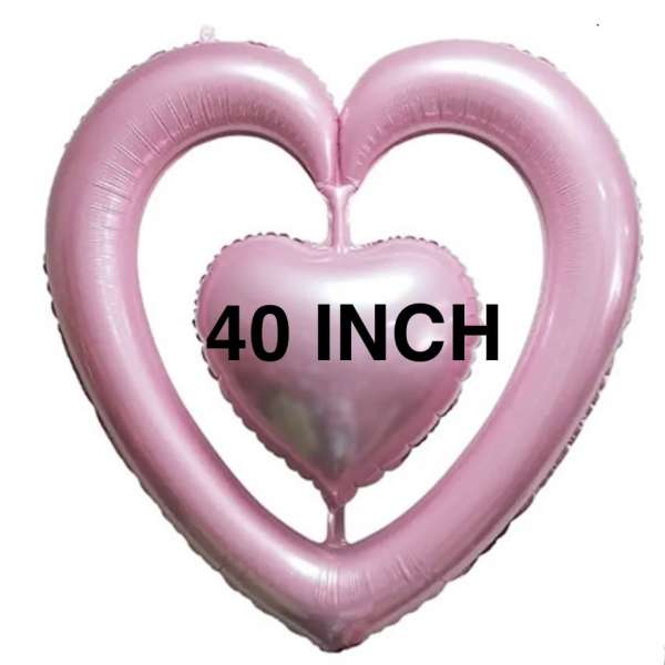 Pink heart-shaped balloons with a smaller heart balloon in front