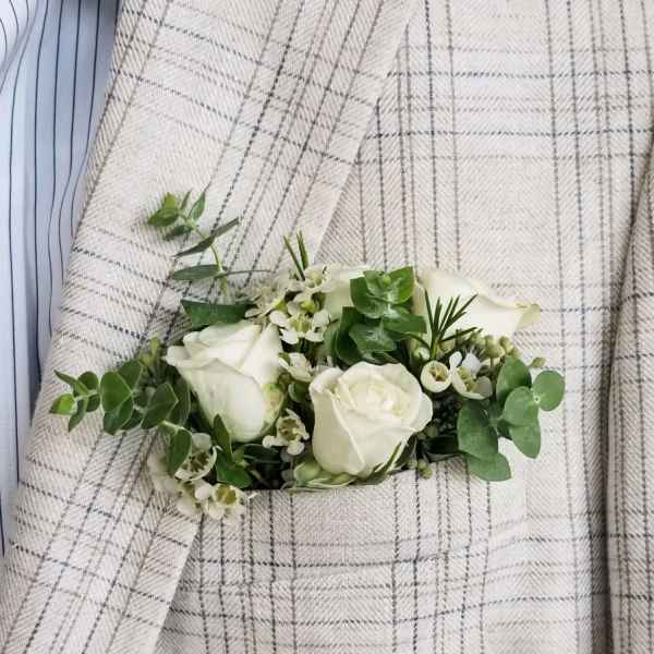 Pocket Square Boutonniere- Spray Rose