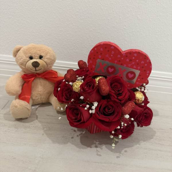 XOXO Teddy Rose Box