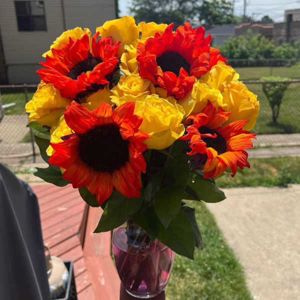 Roses and Sunflowers