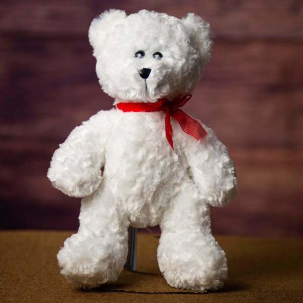Curly White Bear 14 inch