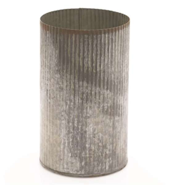 Tall ribbed metallic cylinder vase