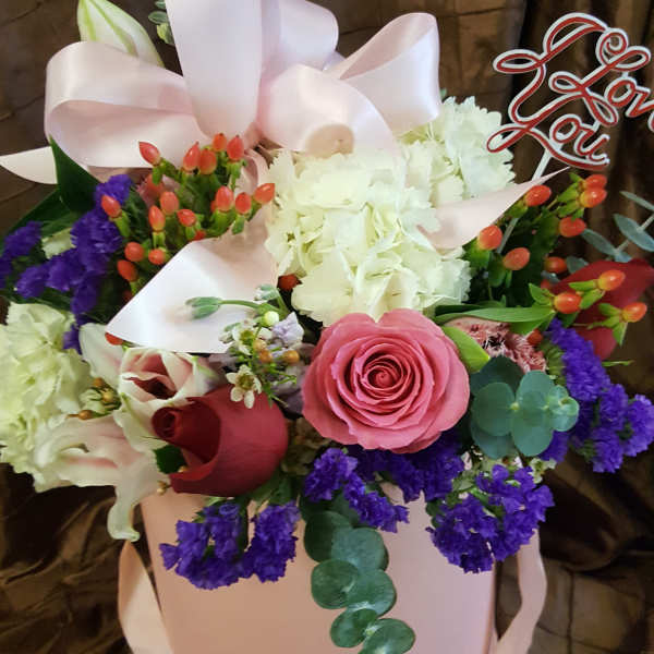 cardboard box with flowers
