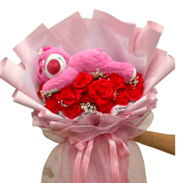 The Pink Bear Hug Bouquet
