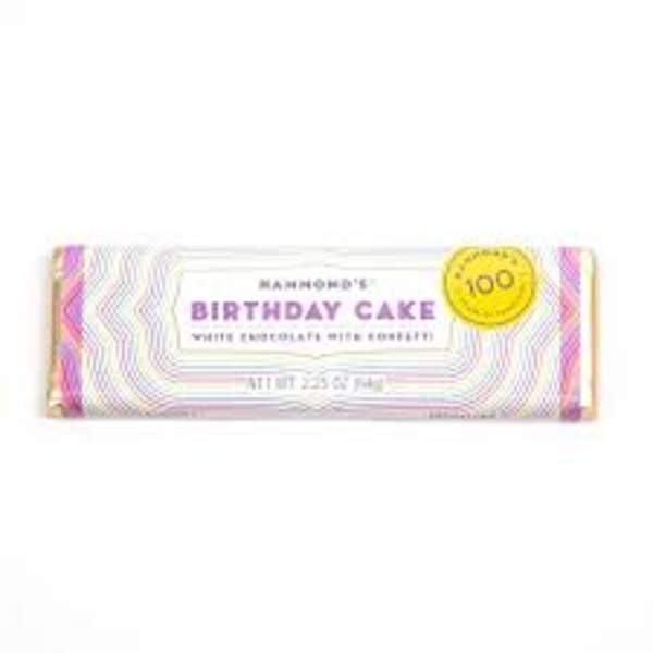 Birthday cake chocolate bar wrapper with pastel stripes
