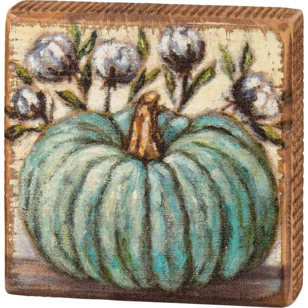 Box Sign, blue pumpkin