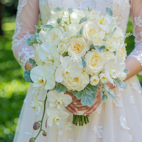 Elegant bridal hand-tied bouquet