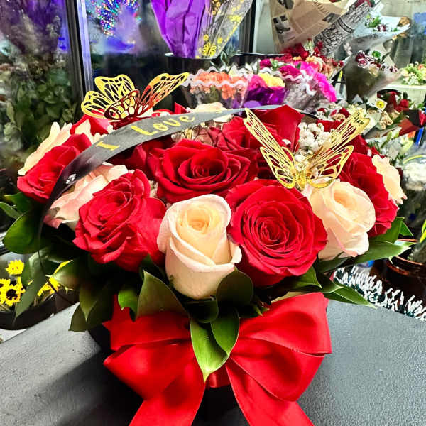 I Love You Red & Gold basket