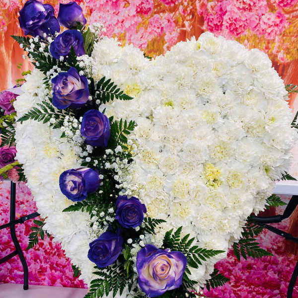 Medium Heart With Purple Roses