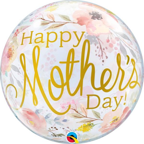 Round balloon with floral print and "Happy Mother's Day" text