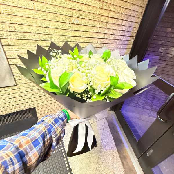 Pure Love Dozen White Rose Bouquet