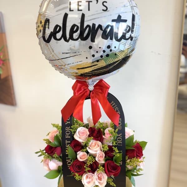 FOR YOU BLACK BOX WITH FOIL BALLOONS