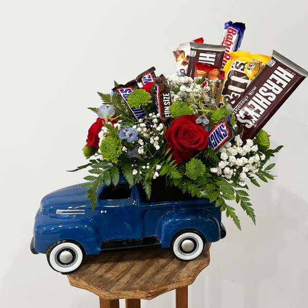 Sweet Ride Chocolate & Floral Arrangement