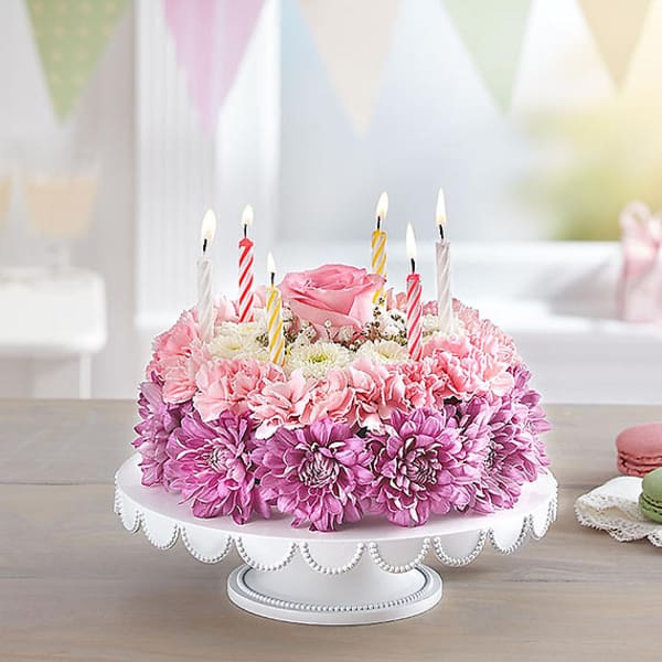 Birthday Wishes Flower Cake Pastel
