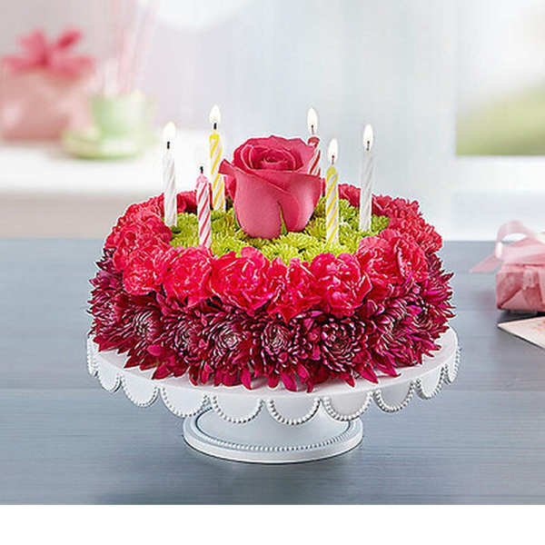 BIRTHDAY WISHES FLOWER CAKE - PURPLE