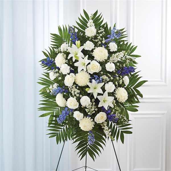 Blue & White Sympathy Standing Spray