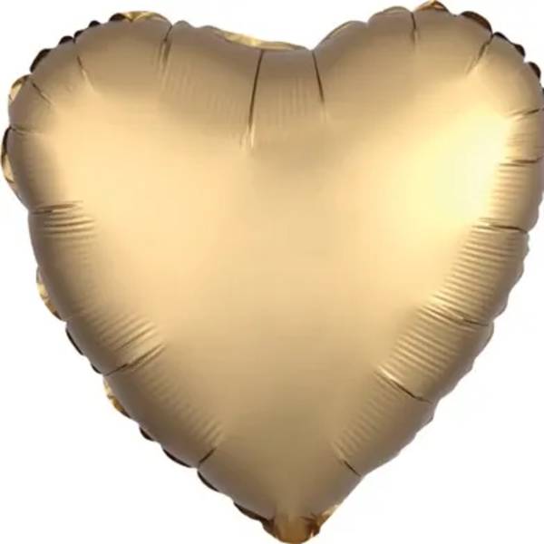 Gold heart-shaped foil balloon on a white background