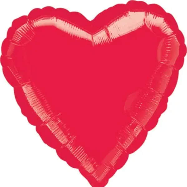 Red heart-shaped foil balloon on a white background