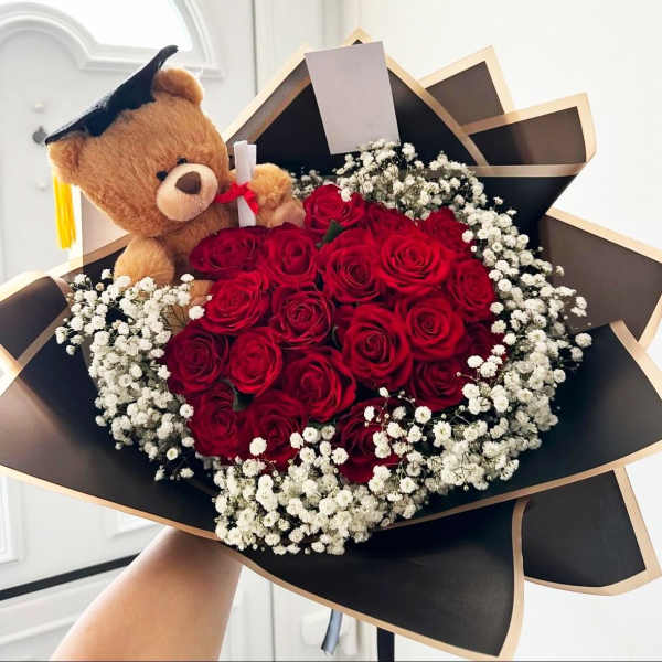Graduation Bouquet of 20 Red Roses