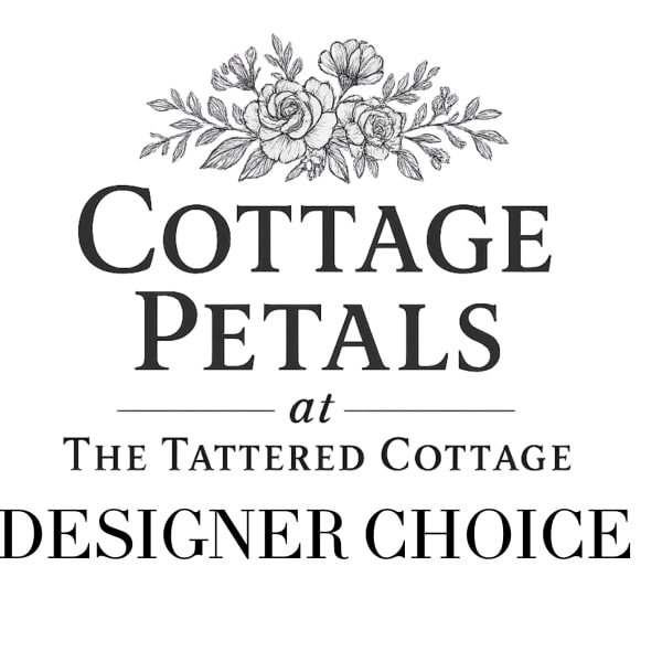 Cottage Petals designer choice logo on a white background