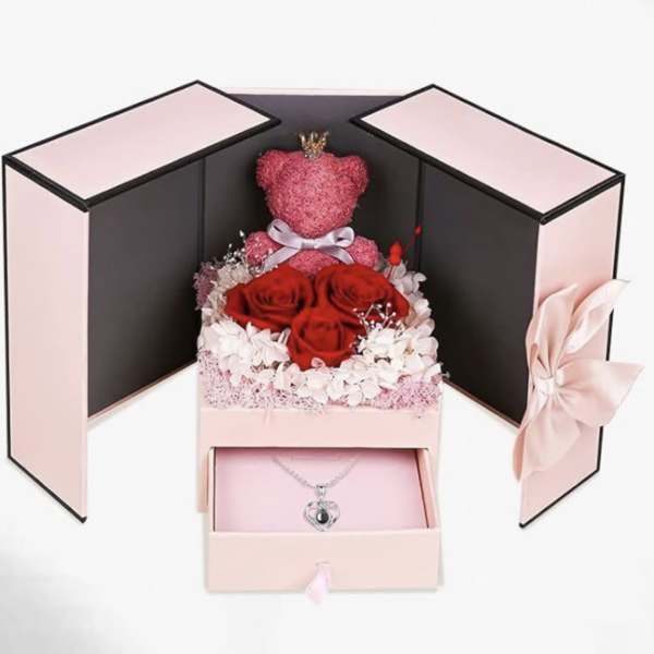 Forever Rose Teddy Bear gift set