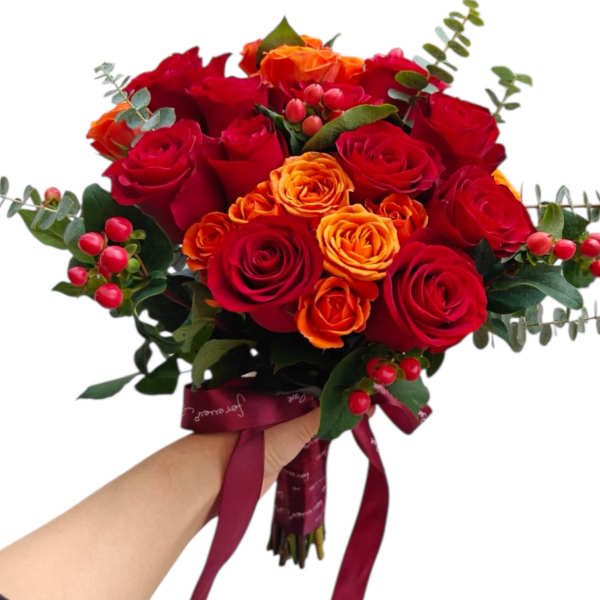 Red theme bridal bouquet