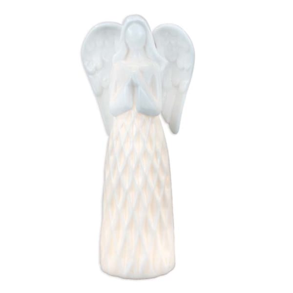White angel figurine with wings and a long robe